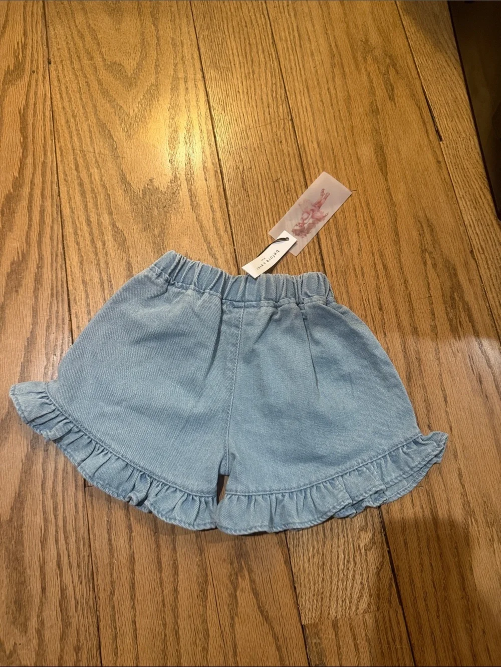 Girls' Light Blue Denim Ruffle Shorts before & ever Kids